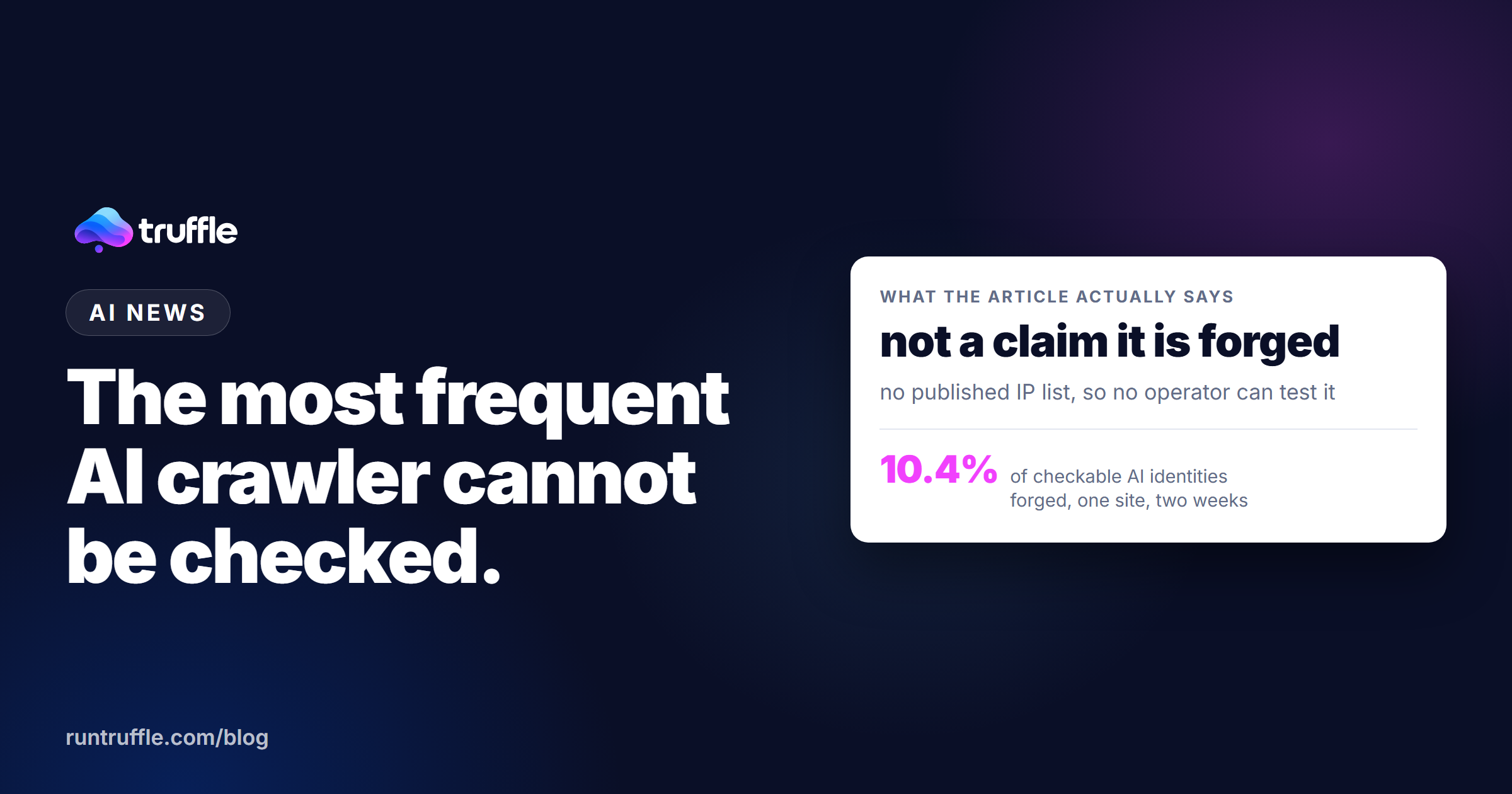 The Most Common AI Crawler Identity Is the One Nobody Can Check
