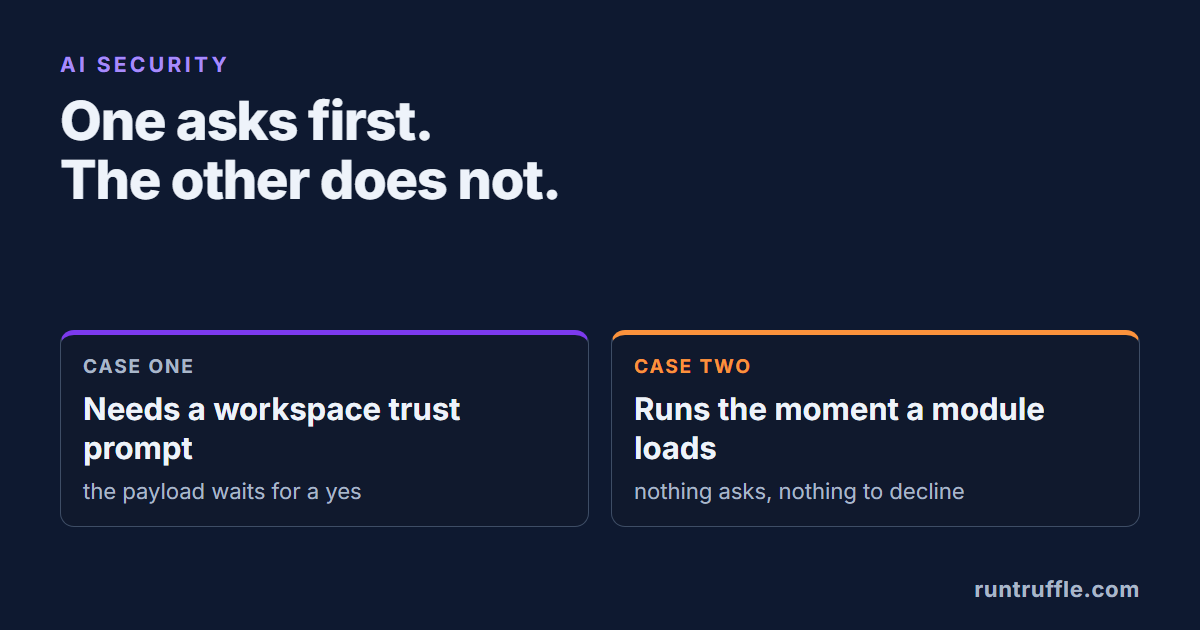 Two npm Attacks, One Difference: Whether Anything Asks You First