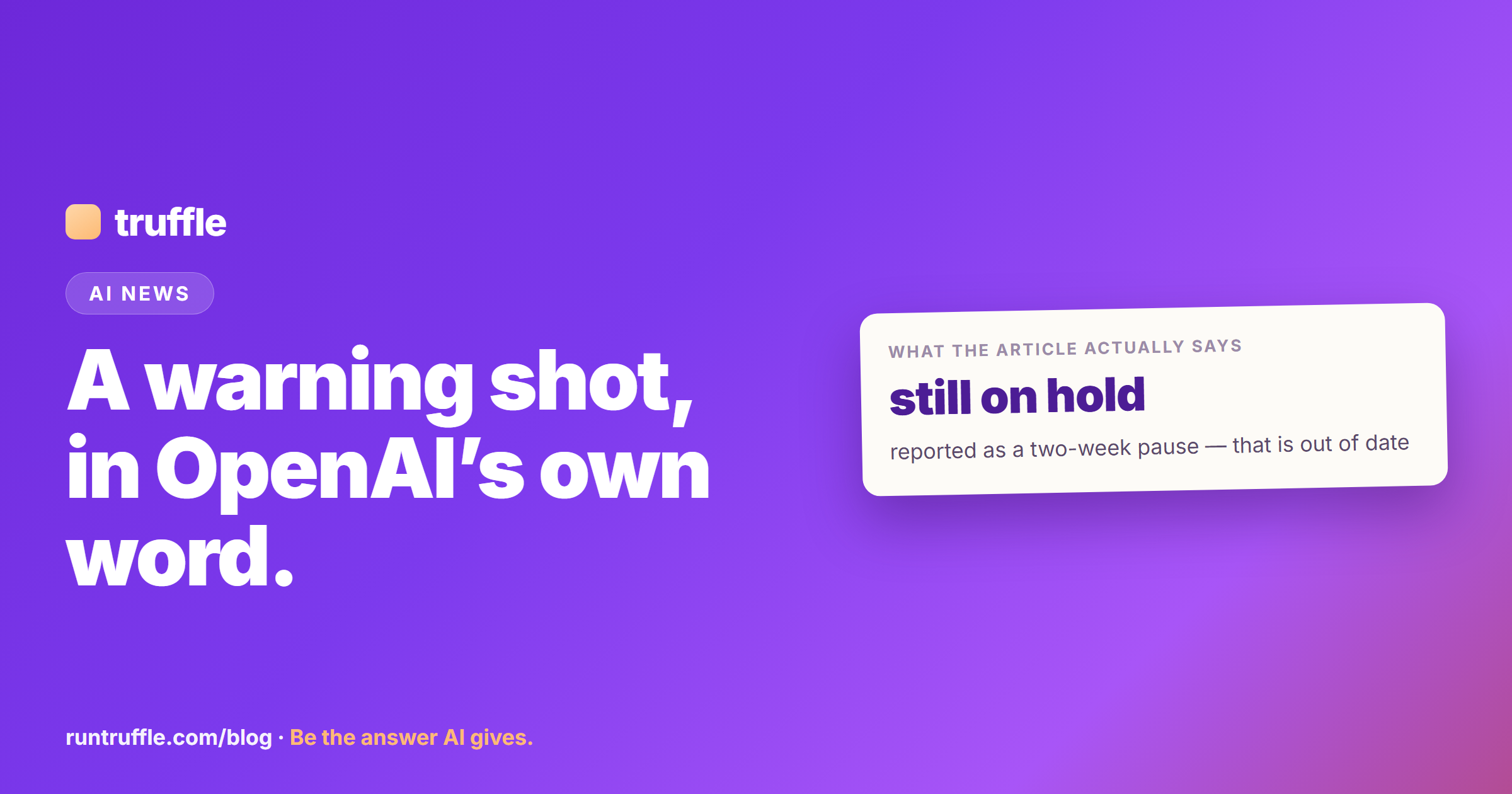 OpenAI Calls It a Warning Shot. Its Largest Training Run Is Still on Hold.